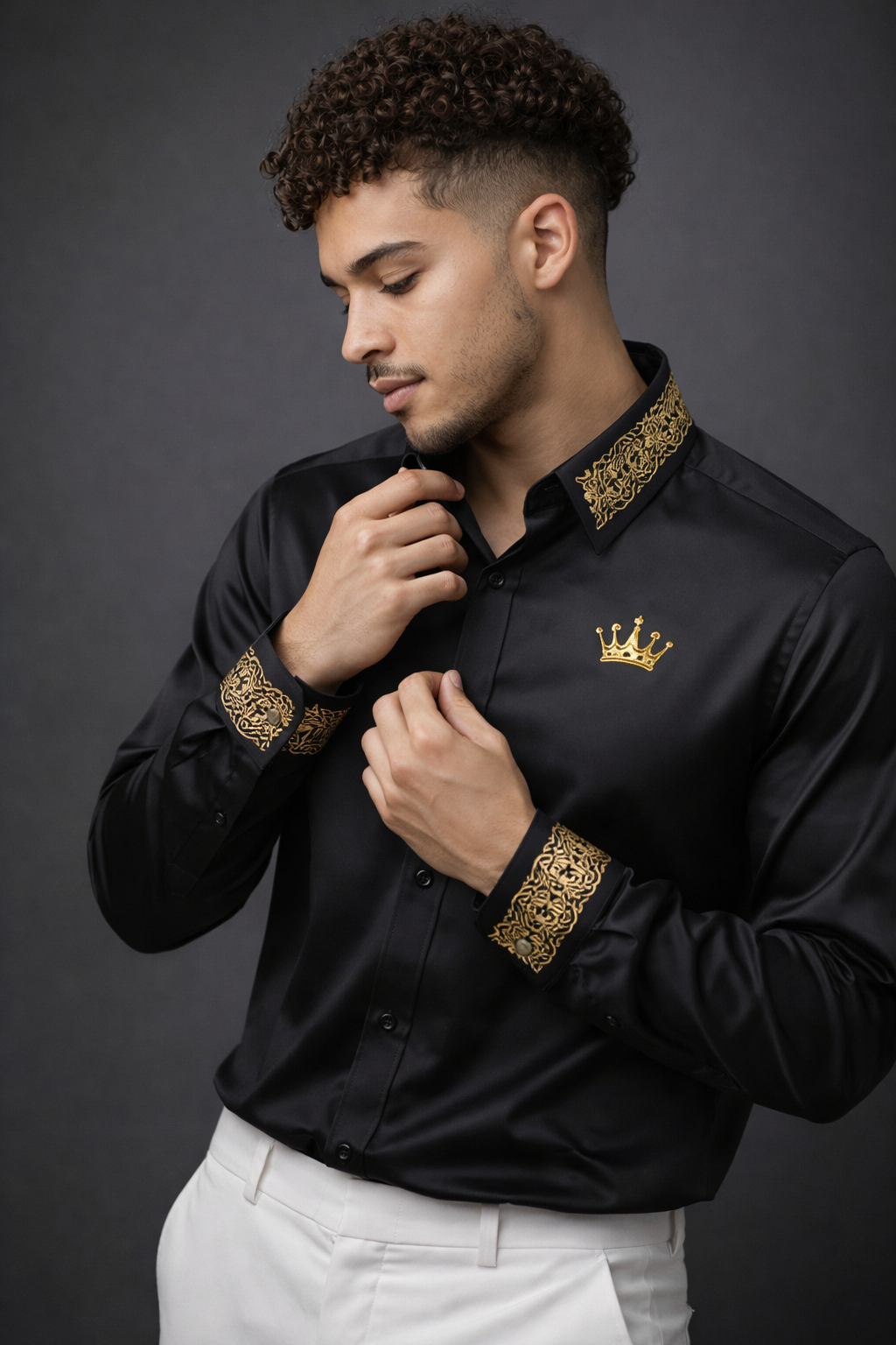 Regal Noir – Black Royal Embroidered Shirt