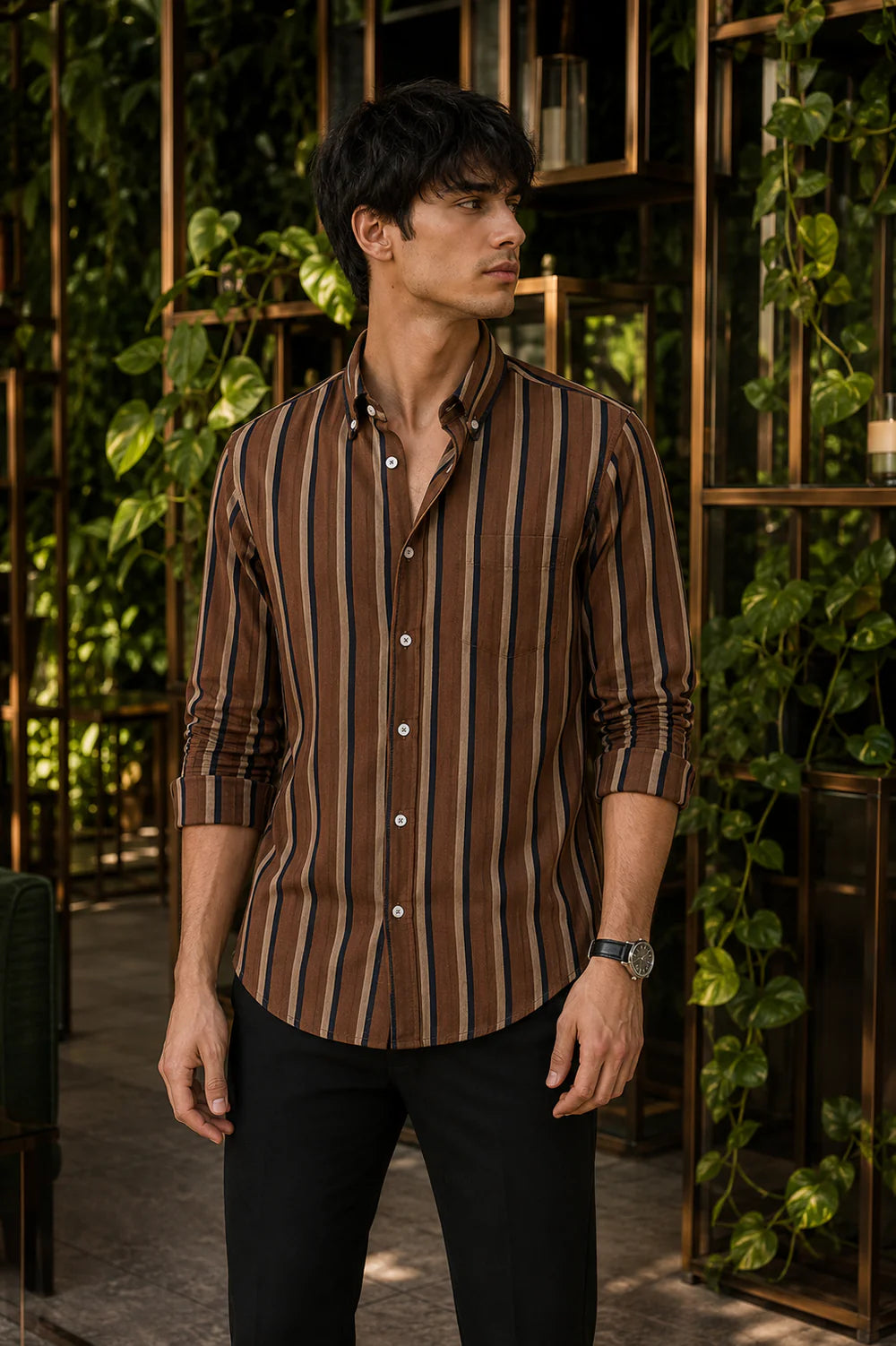 Men's Striped Full Sleeve Shirt - Goamen
