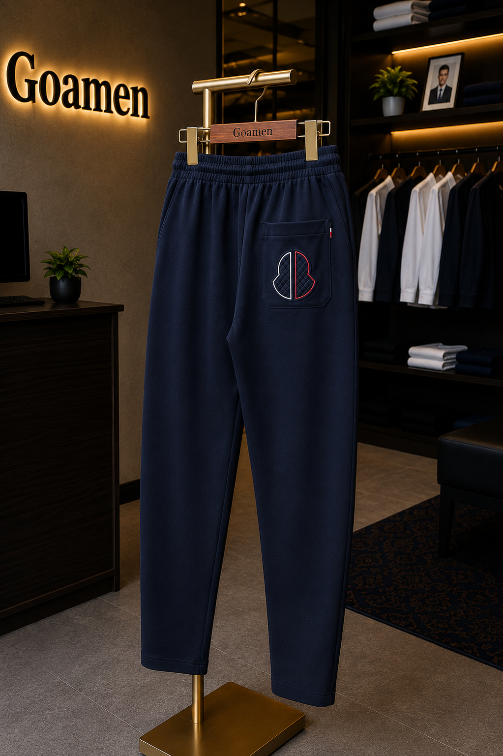 Goamen Heartline Premium Joggers – Navy Blue