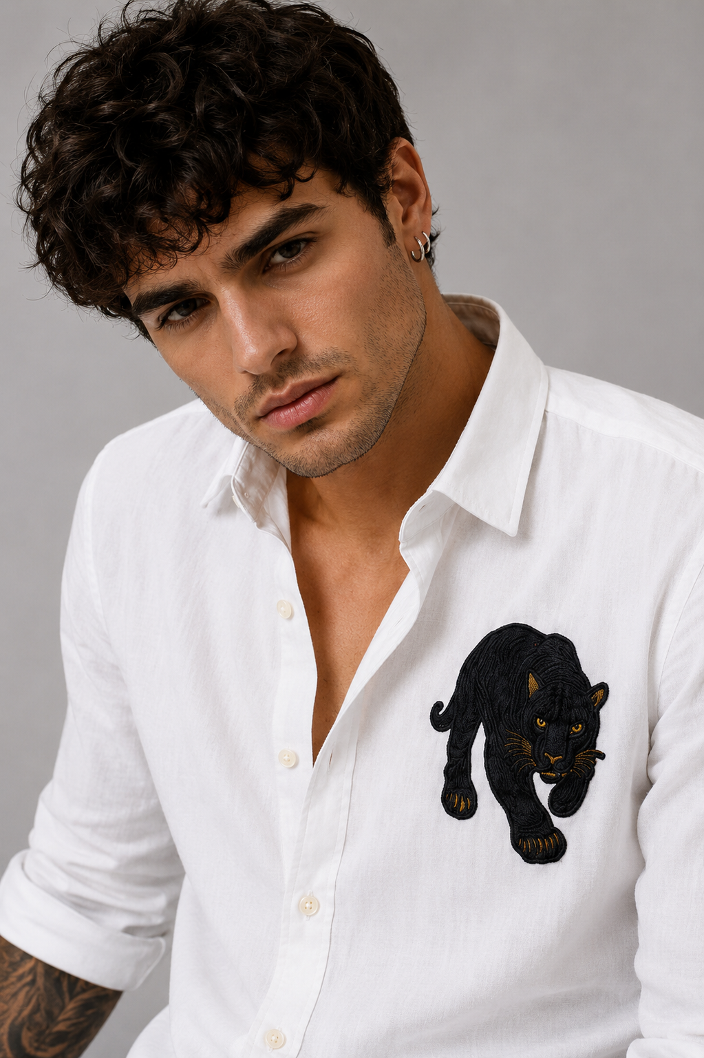 Goamen Black Panther White Linen Shirt