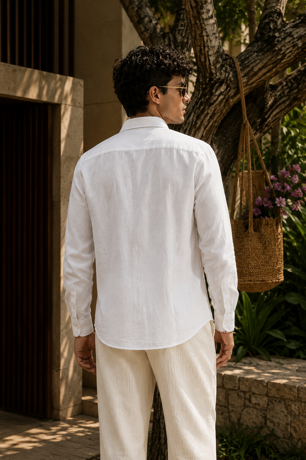 Goamen Royal Owl White Linen Shirt