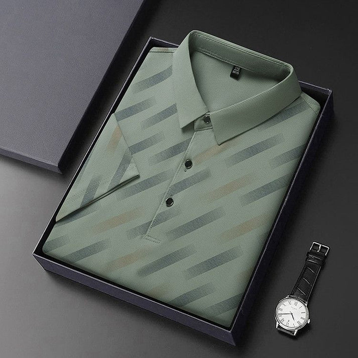 Goamen Men's Premium Geometric Stripe Polo T-Shirt