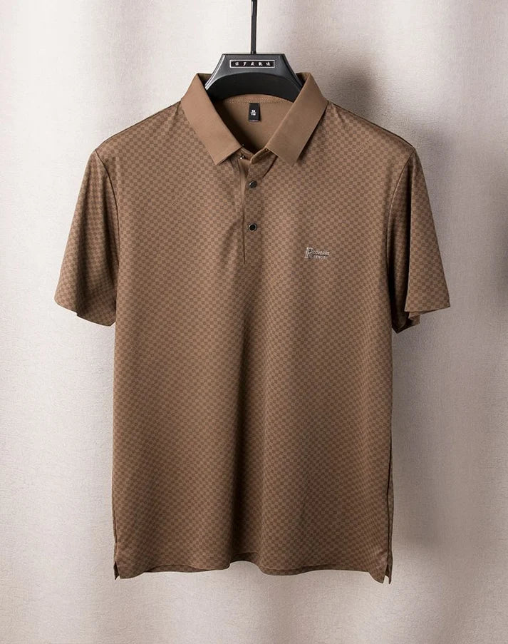 Goamen Men's Premium Textured Jacquard Polo T-Shirt