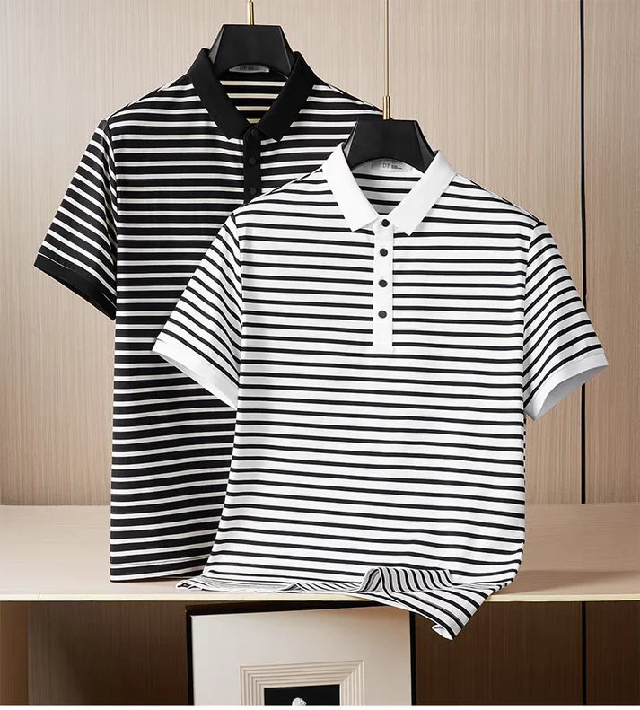 Goamen Men's Premium Striped Polo T-Shirt
