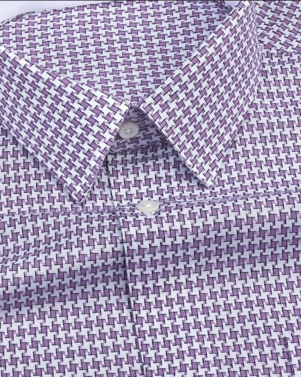Men's Purple Regular Fit Pure Cotton Shirt - Goamen