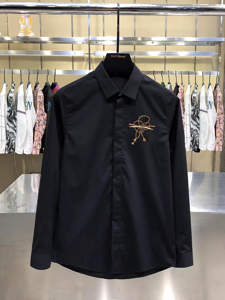 Men's Black Embroidered Logo Shirt - Goamen