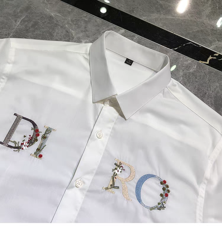 Men's White Embroidered Logo Shirt - Goamen
