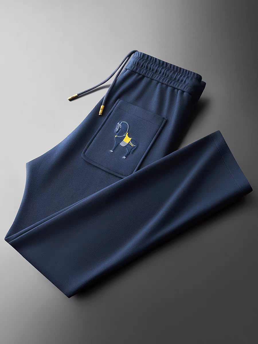 Goamen Royal Horse Embroidered Track Pants – Navy Blue Edition