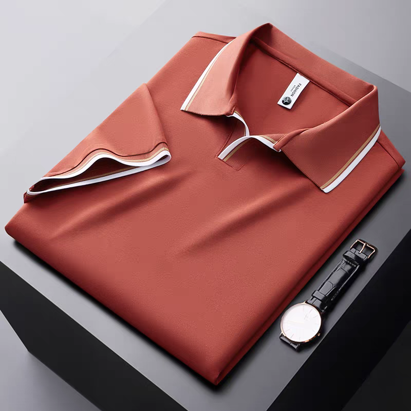 Goamen Premium Rust Contrast Collar Polo T-Shirt