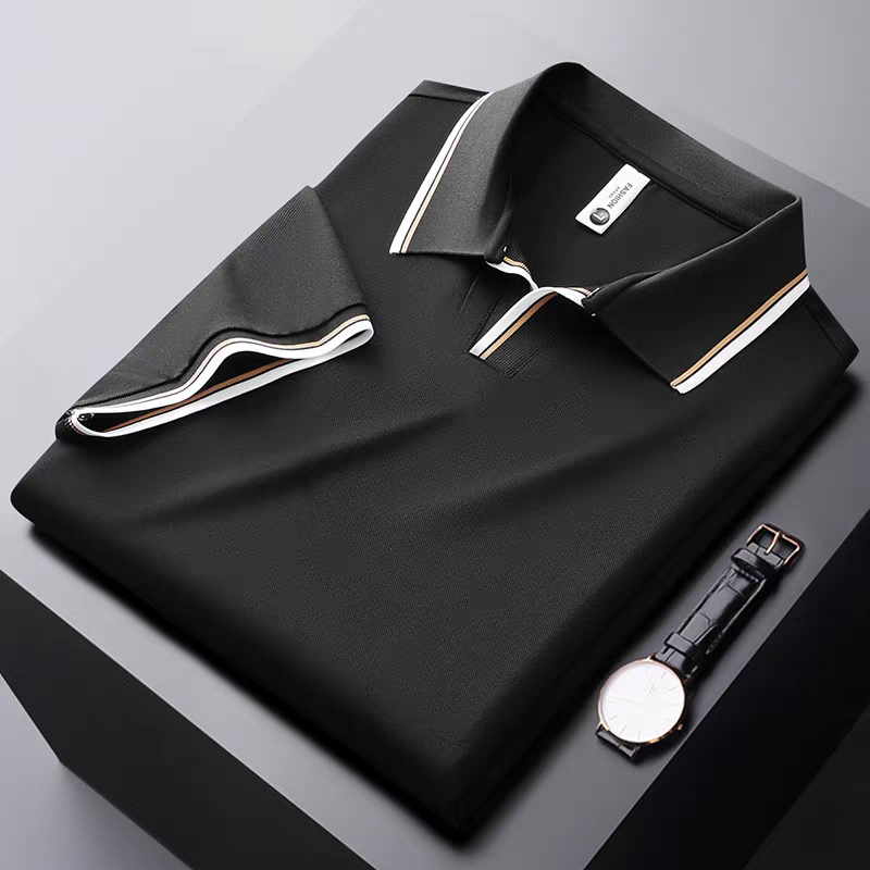 Goamen Premium Black Contrast Collar Polo T-Shirt