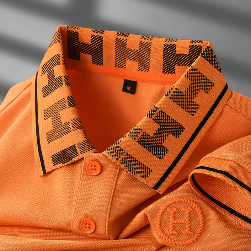 Goamen Signature Monogram Collar Polo T-Shirt – Orange