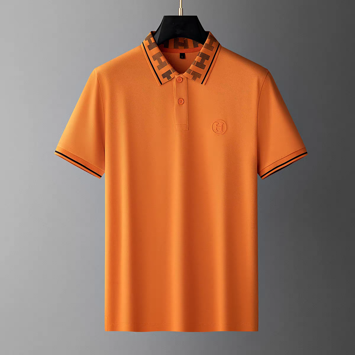 Goamen Signature Monogram Collar Polo T-Shirt – Orange