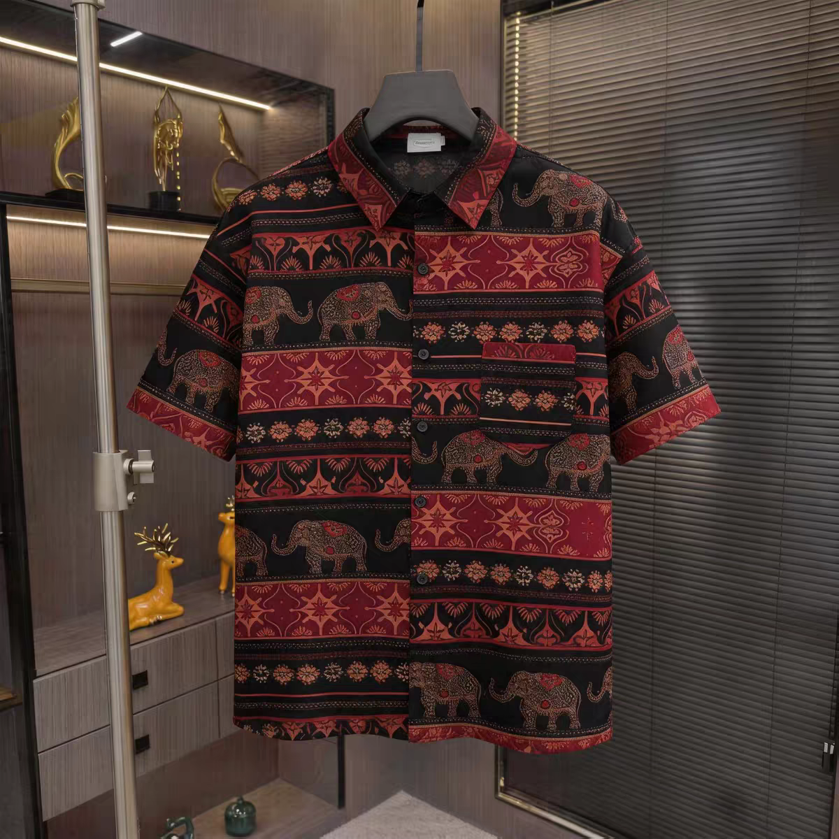 Goamen Royal Elephant Heritage Printed Half Sleeve Shirt