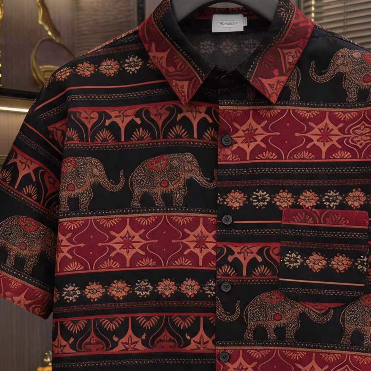 Goamen Royal Elephant Heritage Printed Half Sleeve Shirt