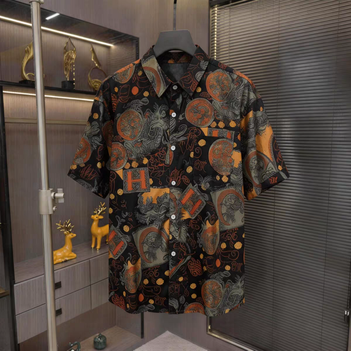 Goamen Imperial Dragon Heritage Printed Half Sleeve Shirt