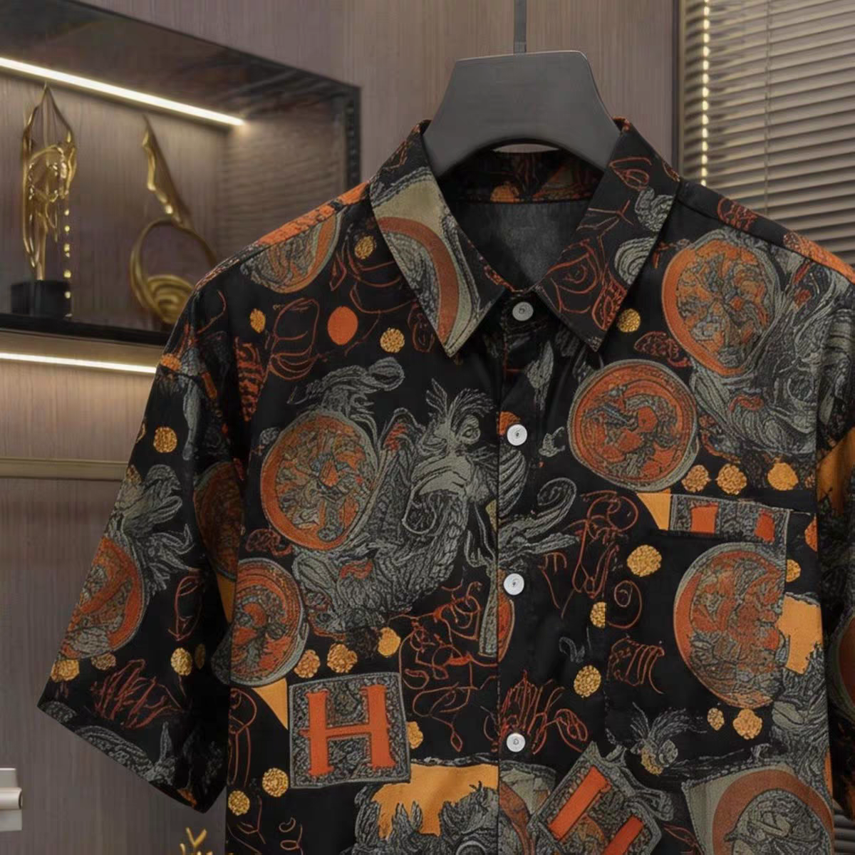 Goamen Imperial Dragon Heritage Printed Half Sleeve Shirt