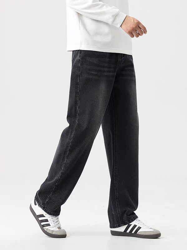 Men’s Black Washed Loose Fit Denim Jeans
