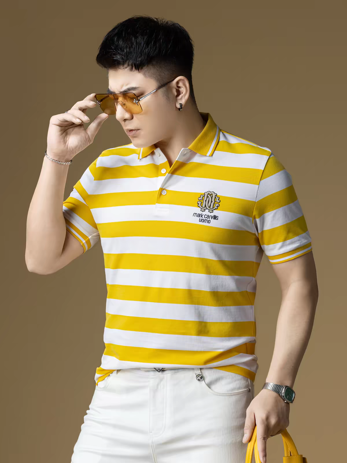 GOAMEN Men's Premium Striped Polo T-Shirt – Short Sleeve Casual Wear