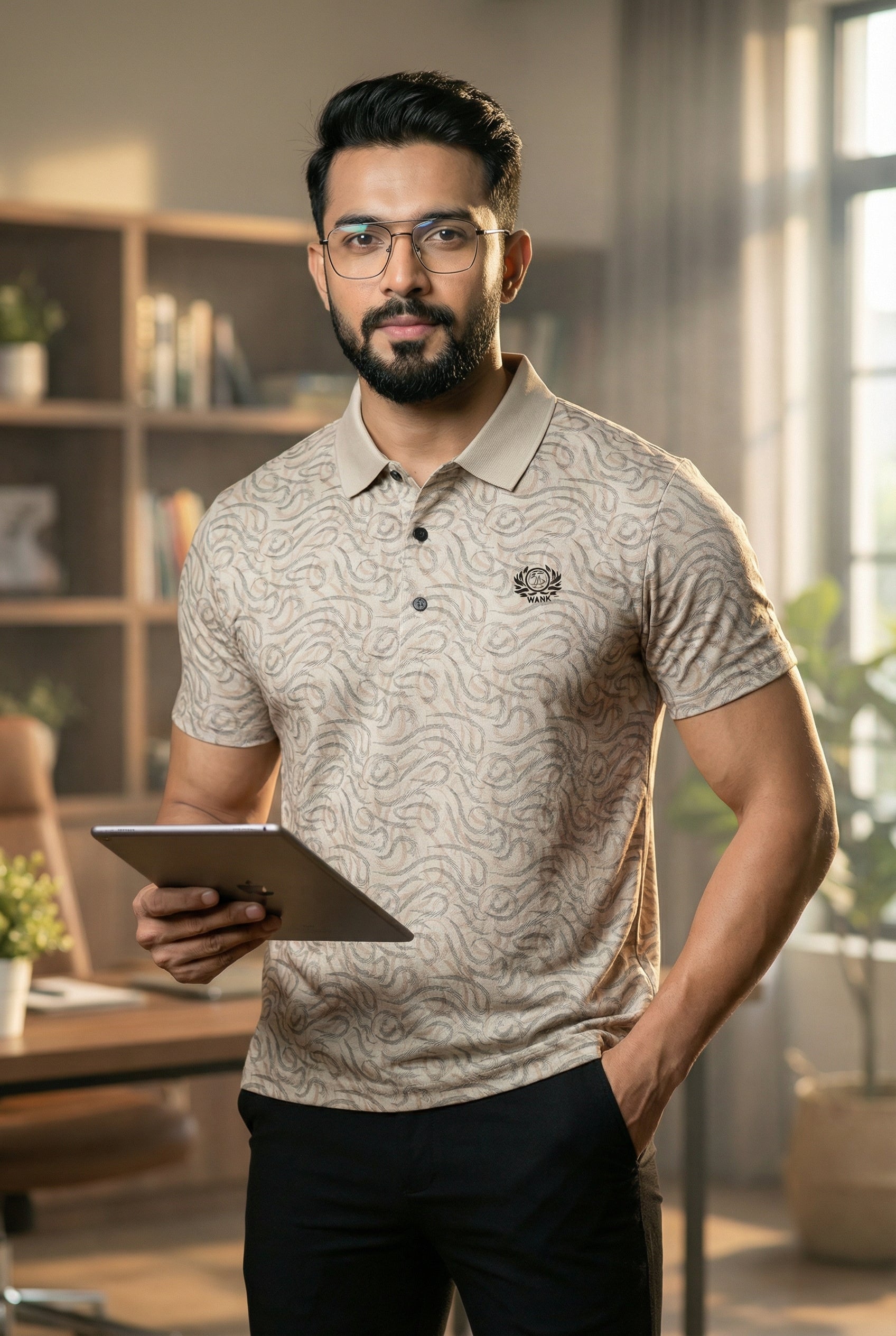 Goamen Textured Beige Polo T-Shirt – Elegant & Versatile Comfort