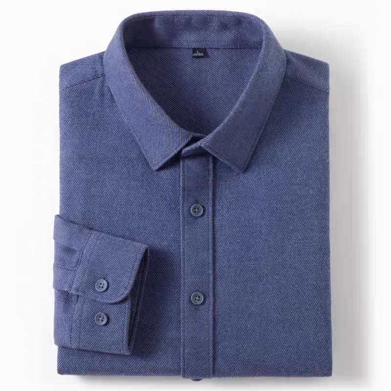 Men's Navy Blue Brushing Regular Fit Full Sleeve Shirt - Goamen