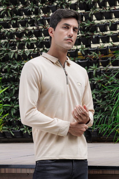 Men's Horse Logo Light Brown Full Sleeve T-Shirt - Goamen