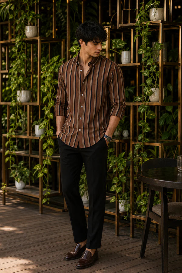 Men's Striped Full Sleeve Shirt - Goamen