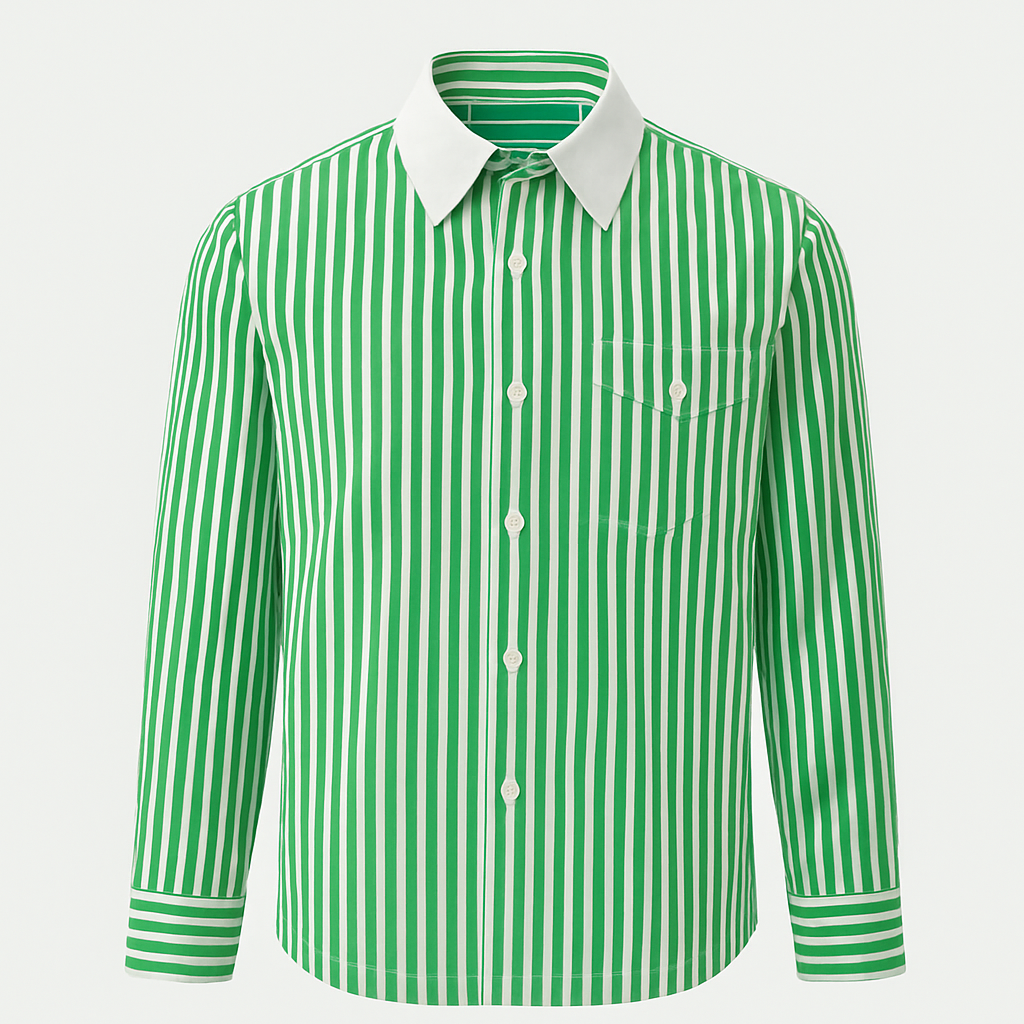 Men's Green Lining Regular Fit Shirt - Goamen