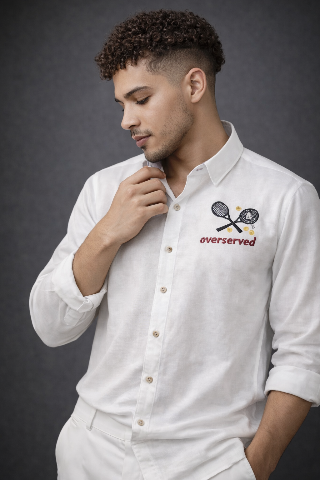 Goamen Riviera Sport Luxe “Overserved” Embroidered White Shirt