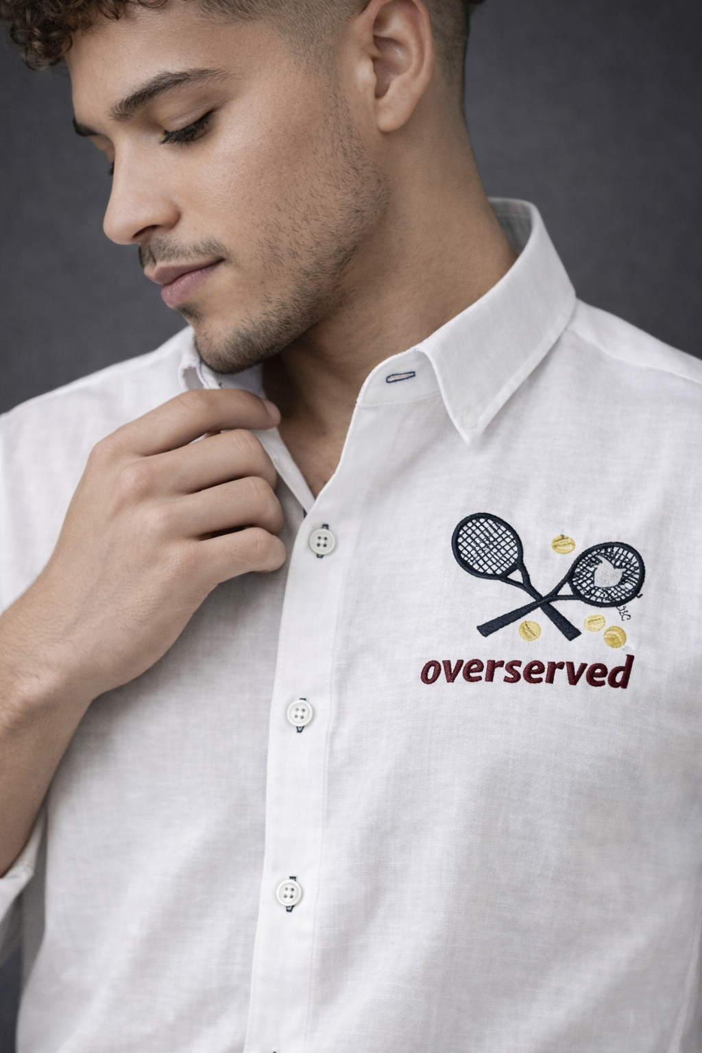 Goamen Riviera Sport Luxe “Overserved” Embroidered White Shirt