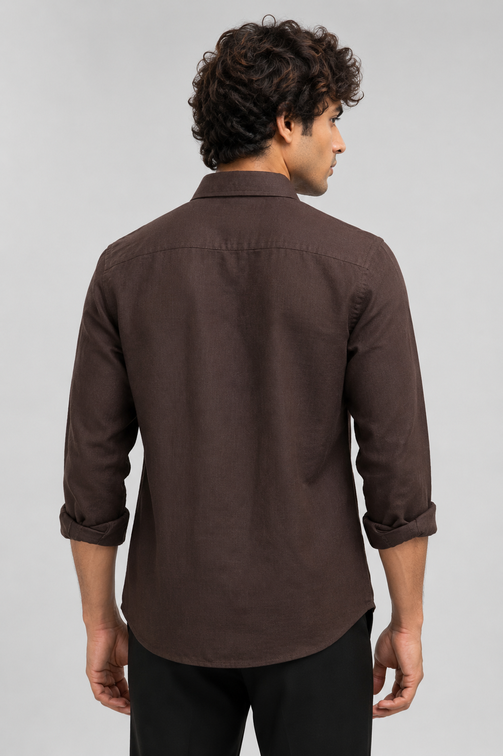 Goamen Majestic Stallion Embroidered Linen Shirt – Espresso Brown