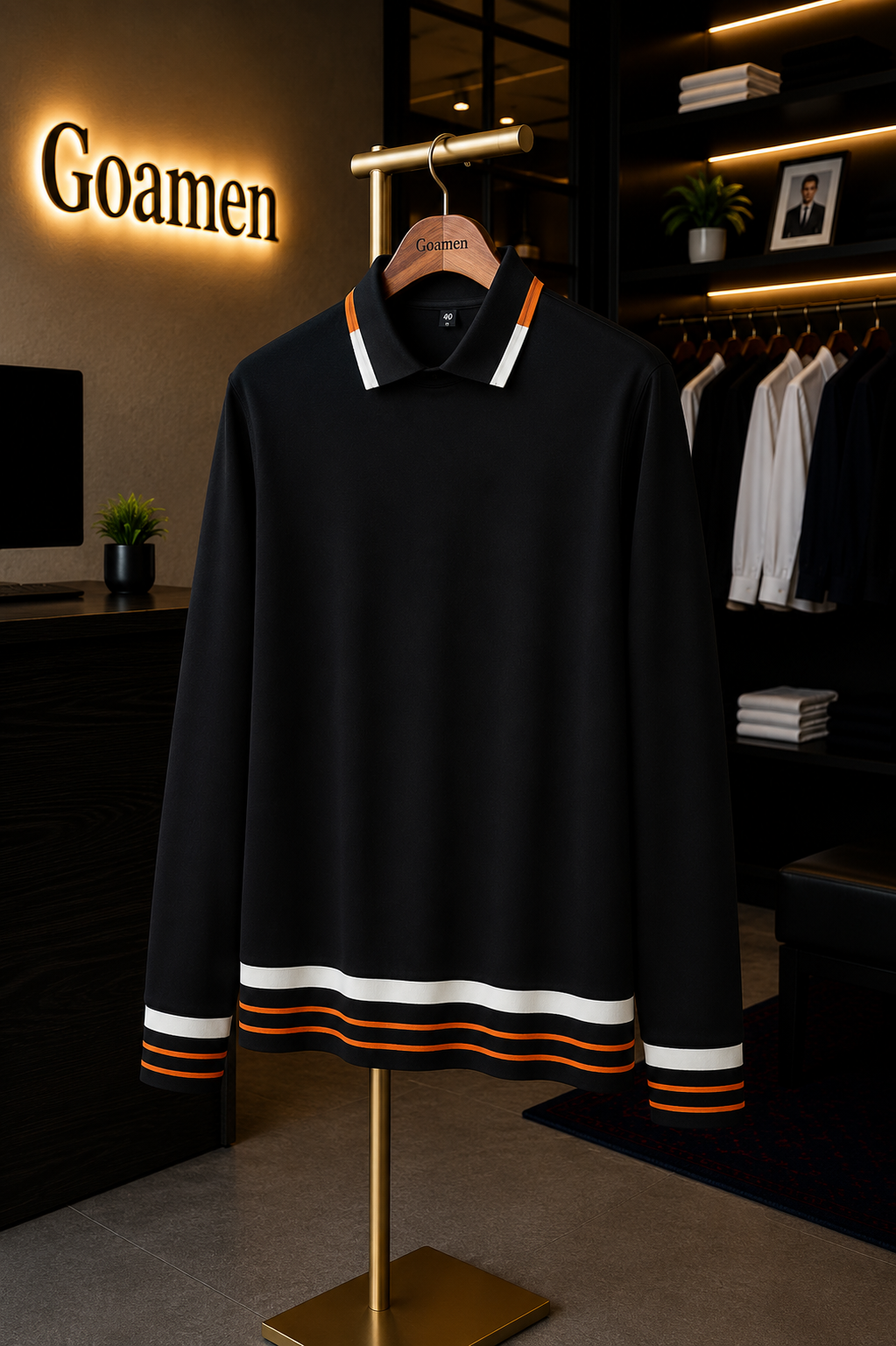 Black Imported Full Sleeve Polo T-Shirt - Goamen