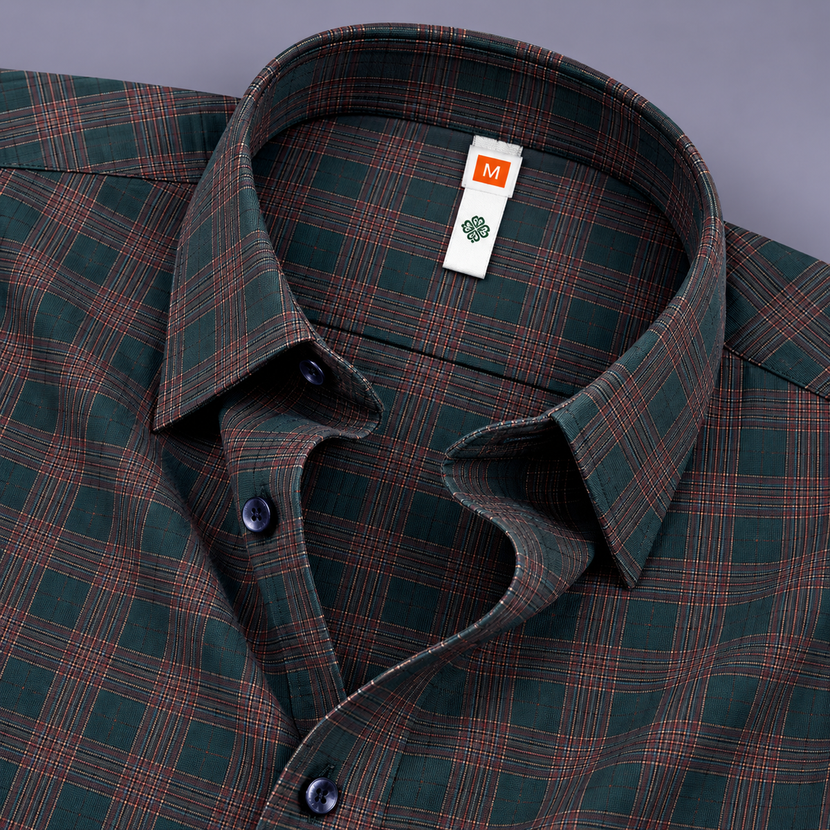 Men’s Deep Teal Rust Checked Full Sleeve Shirt