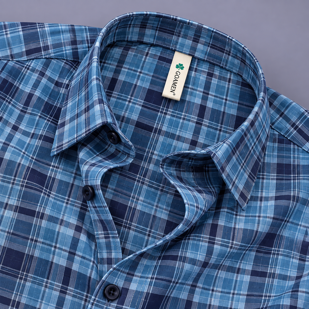 Men’s Navy Blue Sky Blue Checked Full Sleeve Shirt