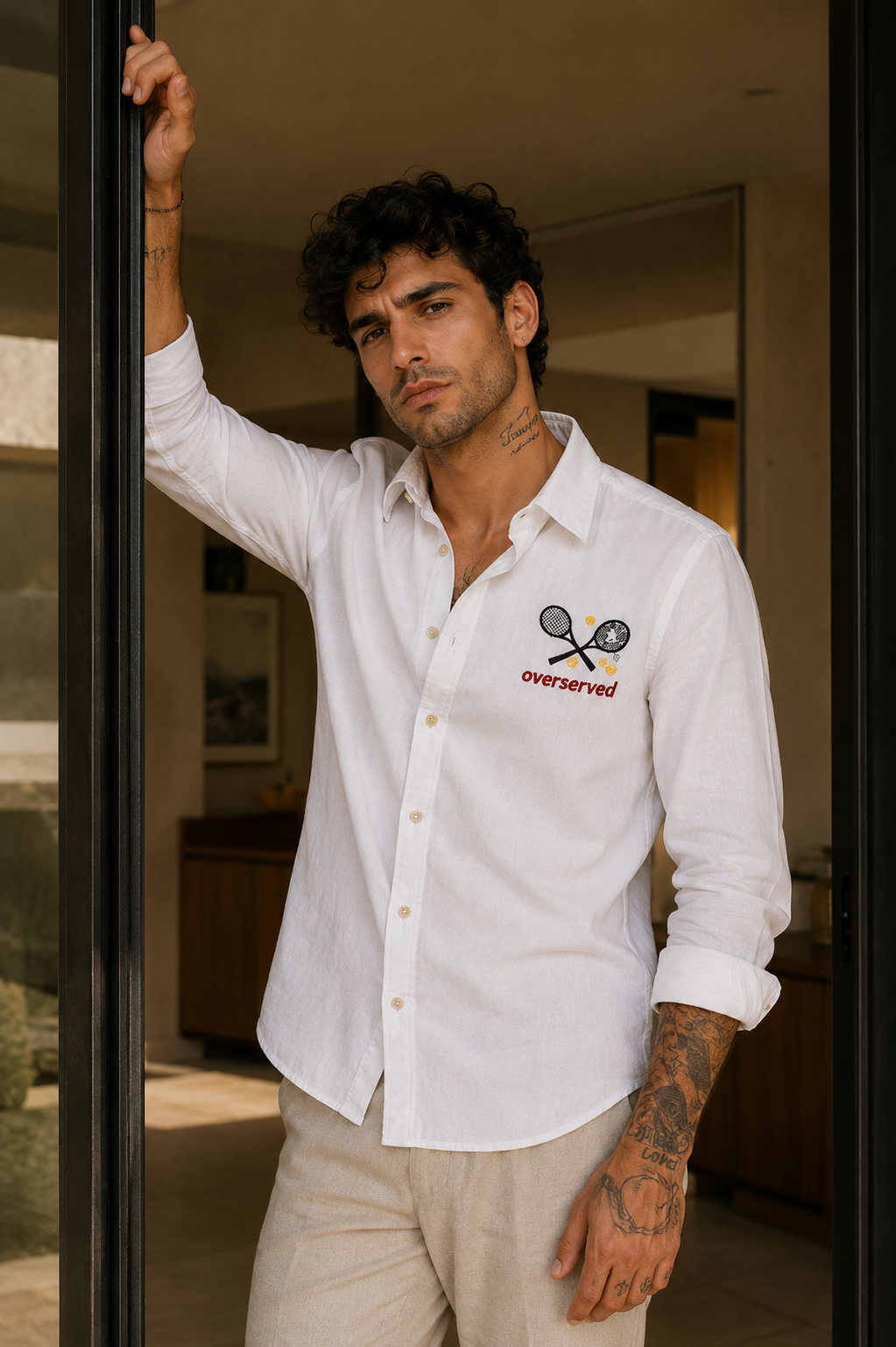 Goamen Riviera Sport Luxe “Overserved” Embroidered White Shirt