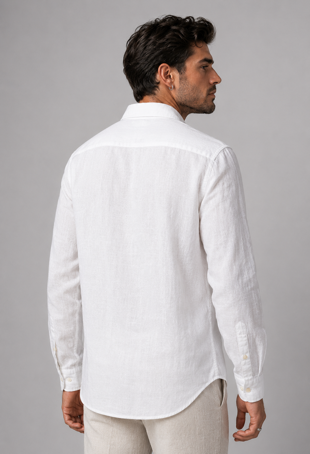 Goamen Hedgehog White Linen Shirt