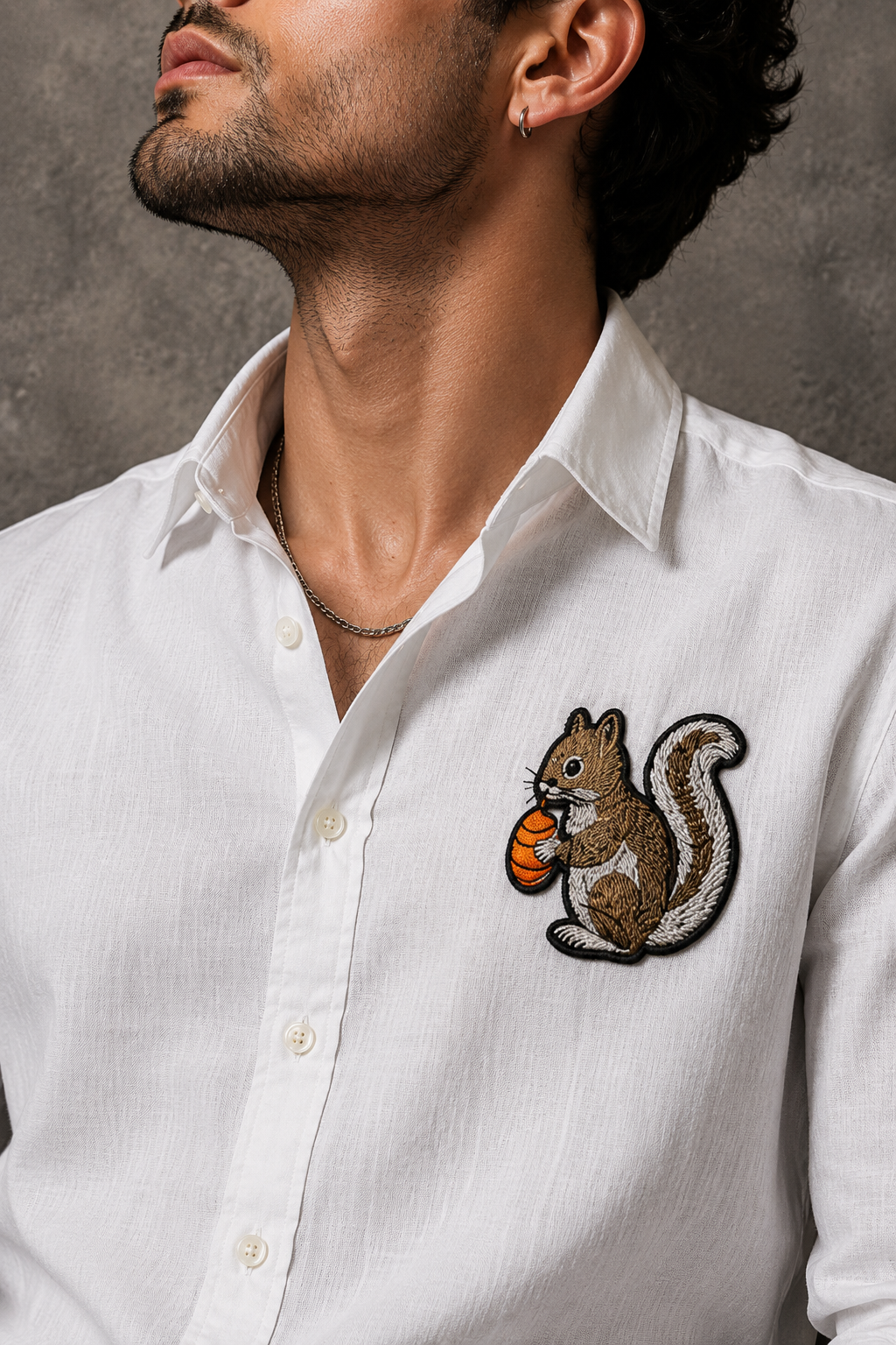 Goamen Nut Squirrel White Linen Shirt