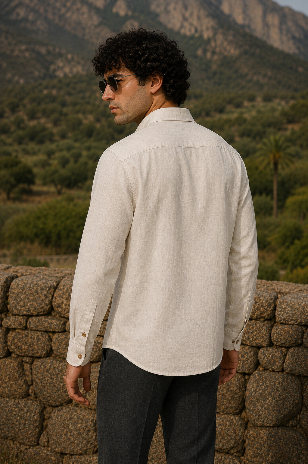 Goamen Heritage Beige Warli Art Printed Linen Shirt