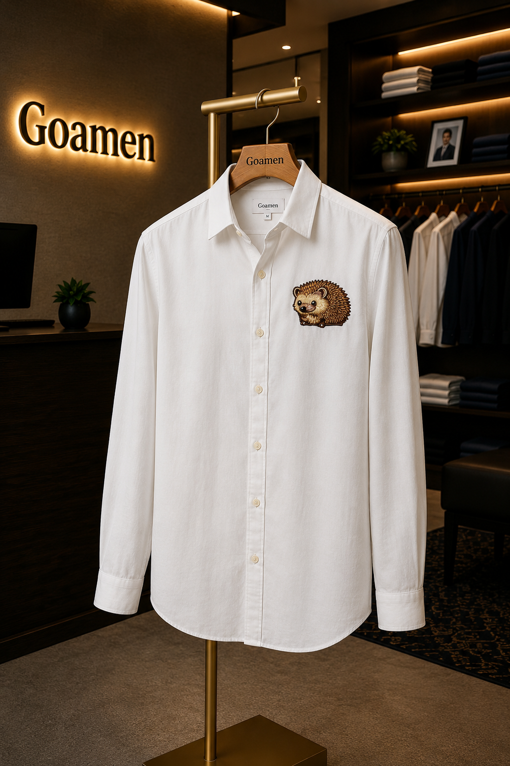 Goamen Hedgehog White Linen Shirt
