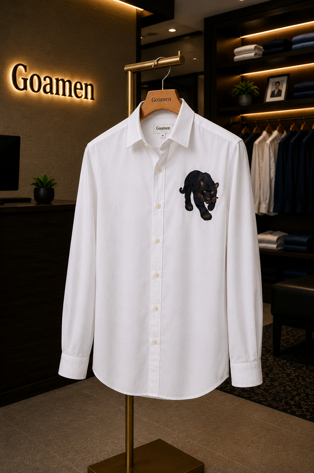 Goamen Black Panther White Linen Shirt