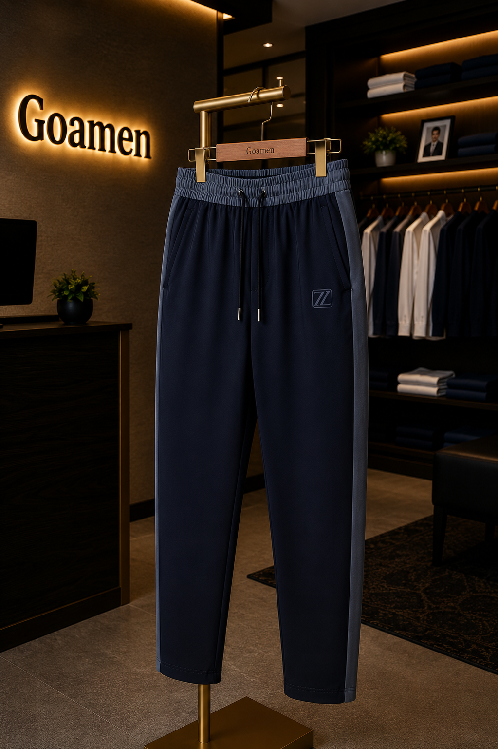 Goamen Navy & Grey Joggers – Premium Comfort in Dual-Tone Style