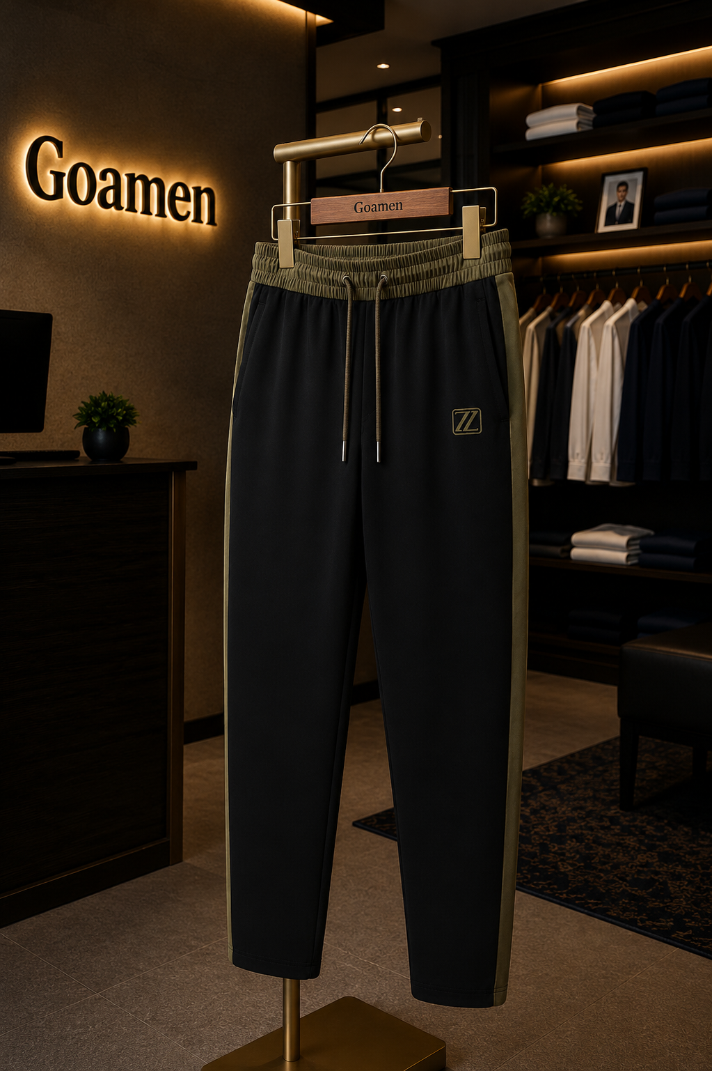 Goamen Black & Olive Joggers – Premium Comfort with Bold Contrast