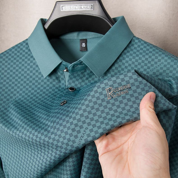 Goamen Men's Premium Textured Jacquard Polo T-Shirt