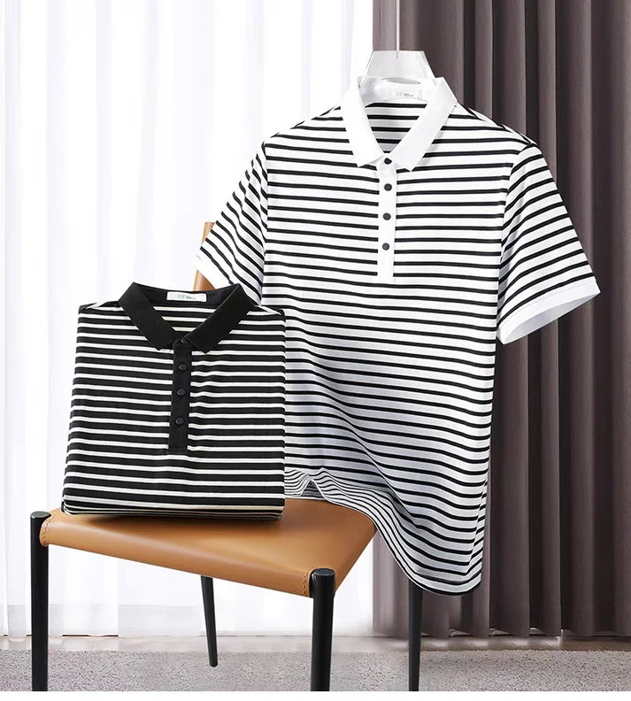 Goamen Men's Premium Striped Polo T-Shirt