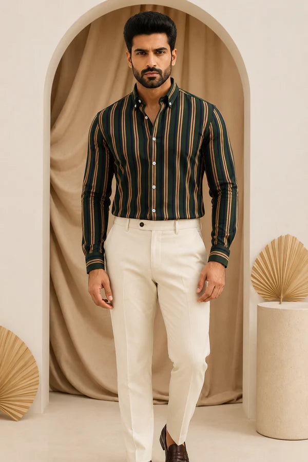 Men's Striped Full Sleeve Shirt - Goamen