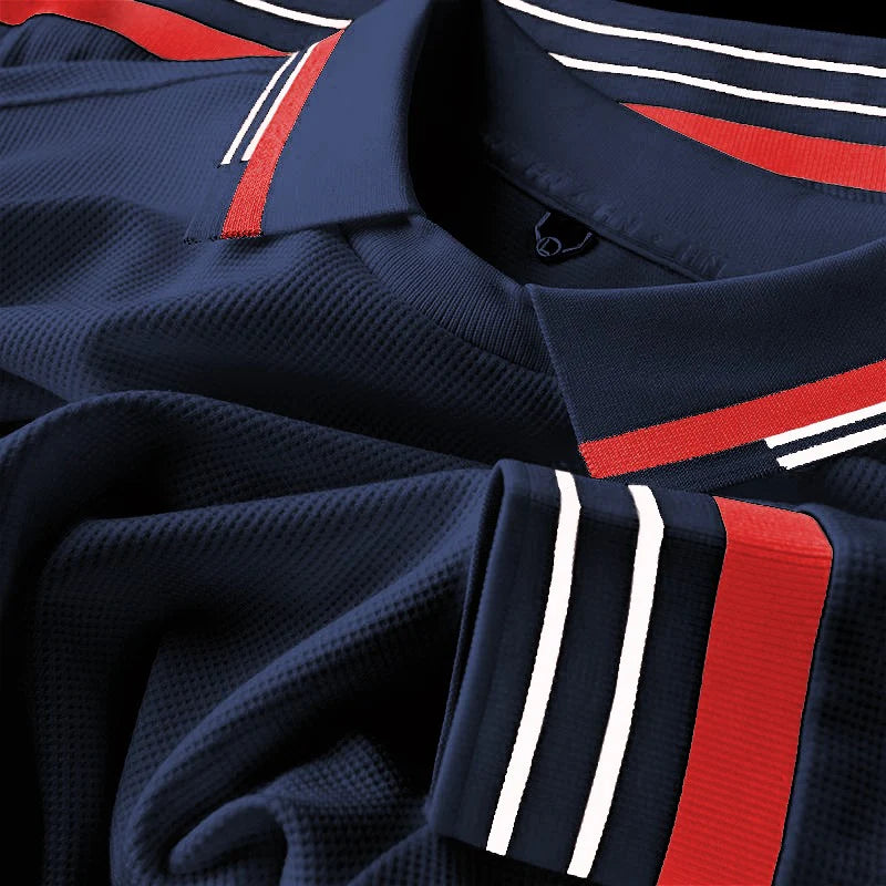 Men's Navy Blue Imported Full Sleeve Polo T-Shirt - Goamen