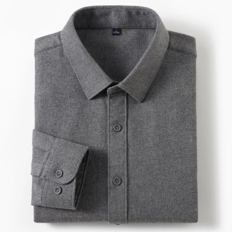 Grey Brushed Cotton Plain Full Sleeve Shirt - Goamen