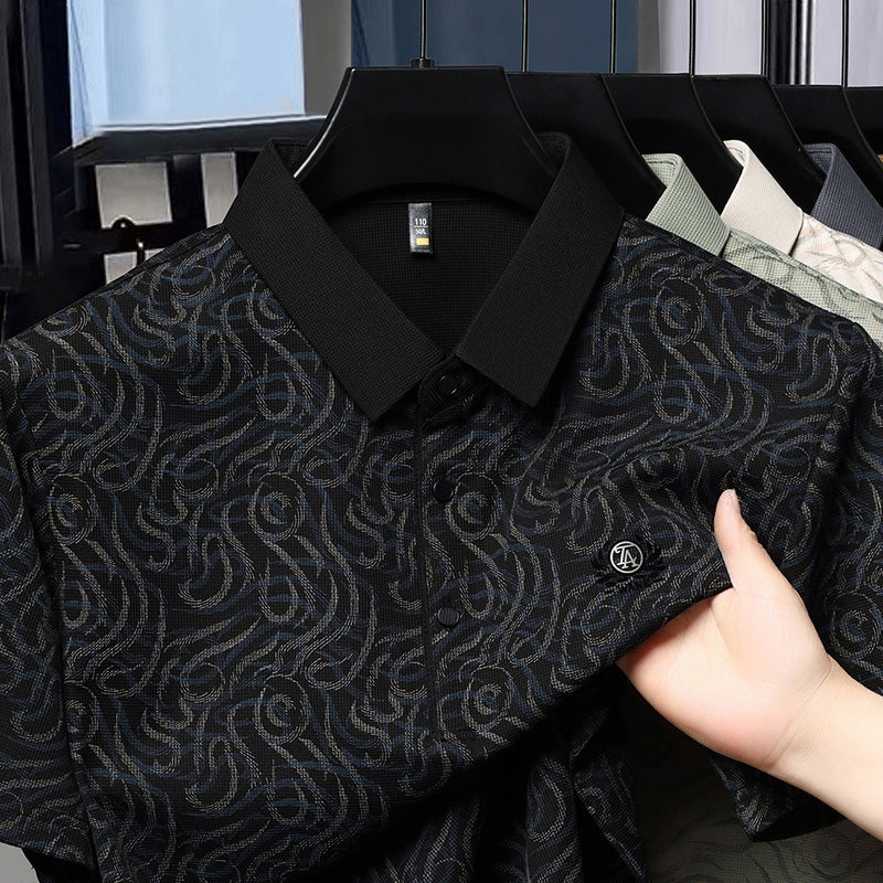 Goamen Textured Black Polo T-Shirt – Modern & Timeless Elegance