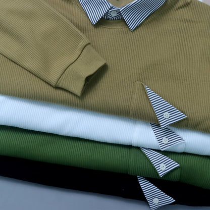 Olive Green Full Sleeves Lining Pocket Polo T-Shirt - Goamen