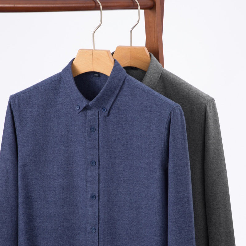 Brown Brushed Cotton Plain Full Sleeve Shirt - Goamen
