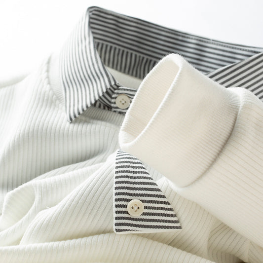 White Full Sleeves Lining Polo T-Shirt - Goamen